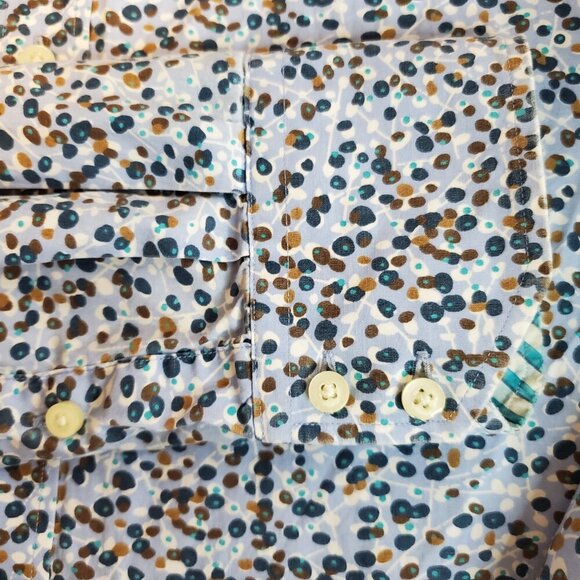 THOMAS DEAN SZ XL Men's Button-down Blue Dot Pattern 100%Cotton Shirt w/Contrast - Picture 9 of 12